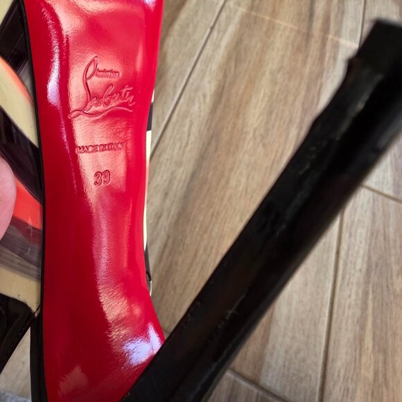 Christian Louboutin Graffiti Peep Sling Back 150 Patent Leather Pumps Eur. 39 - Picture 12 of 14
